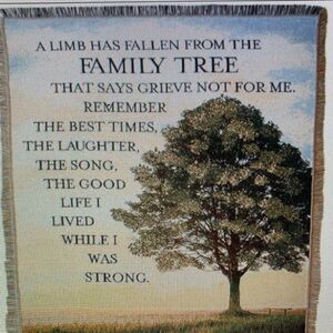 Inspirational Collection "Family Tree" Woven‎ Tapestry Throw Funeral Sympathy